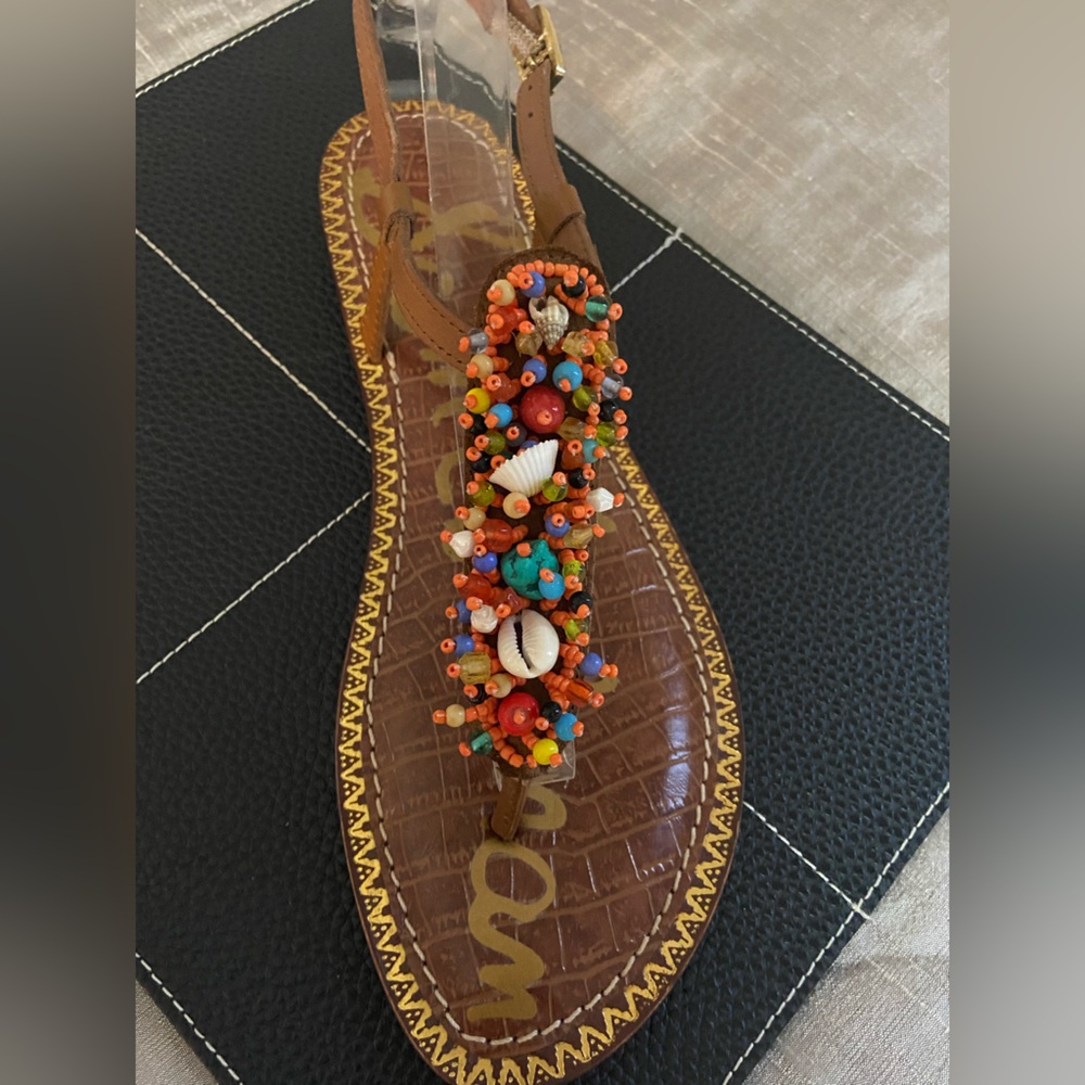 Sam Edelman Women’s Size 8.5 Colorful Beaded Sandals - Picture 3 of 6